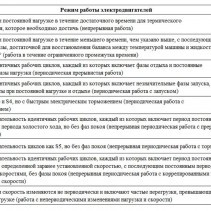 Информация о режимах работы электродвигателей VEM   S1-S9 